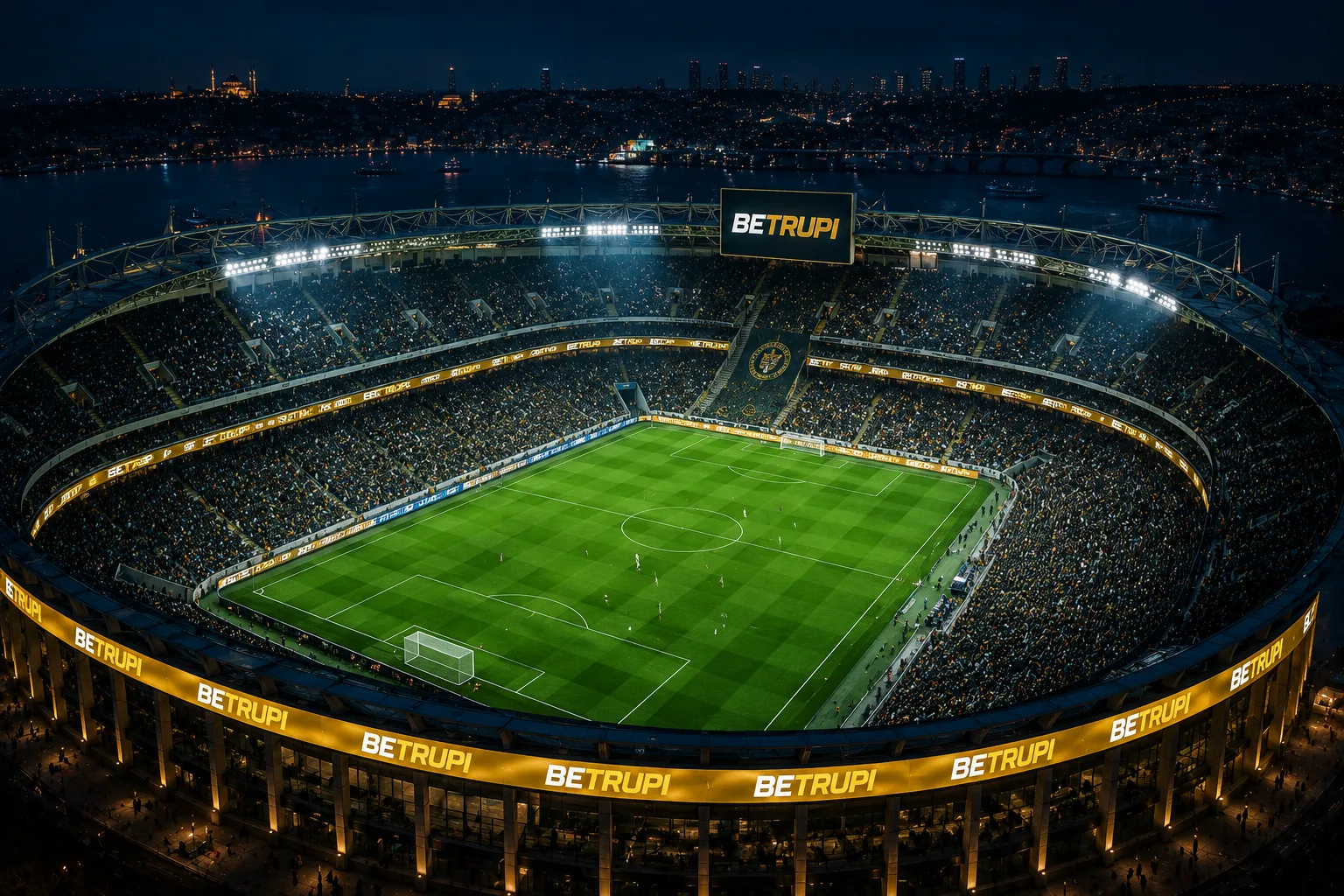 Futbol stadyumu gece görünümü