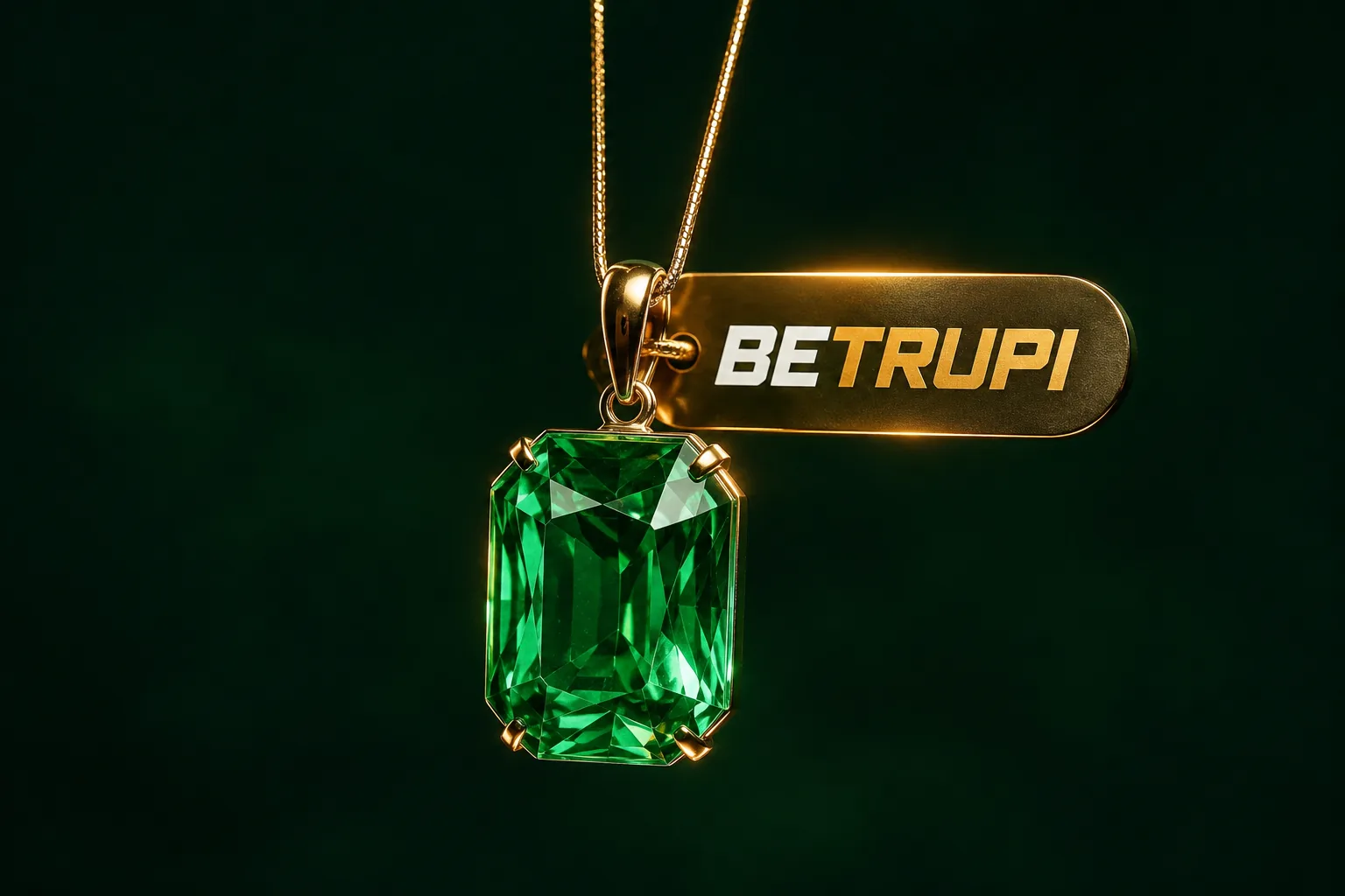 BetRupi VIP Zümrüt Taşlı Altın Kolye